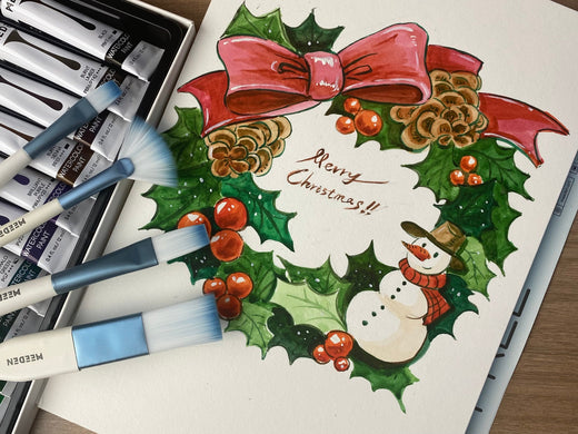 How To Paint A Christmas Card (Bows, Cones, Holly, Snowman…) – Easy 5-Step Watercolor Tutorial for Beginners