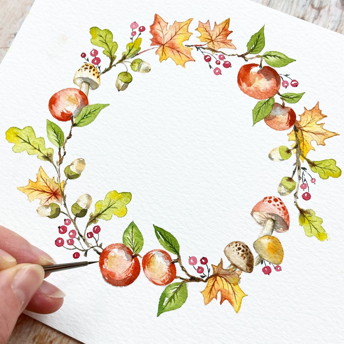 How to Paint a Thanksgiving Wreath in Watercolor