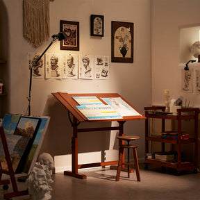 MEEDEN Extra Large Wooden Drafting Table, Light Walnut-XSZ-6008