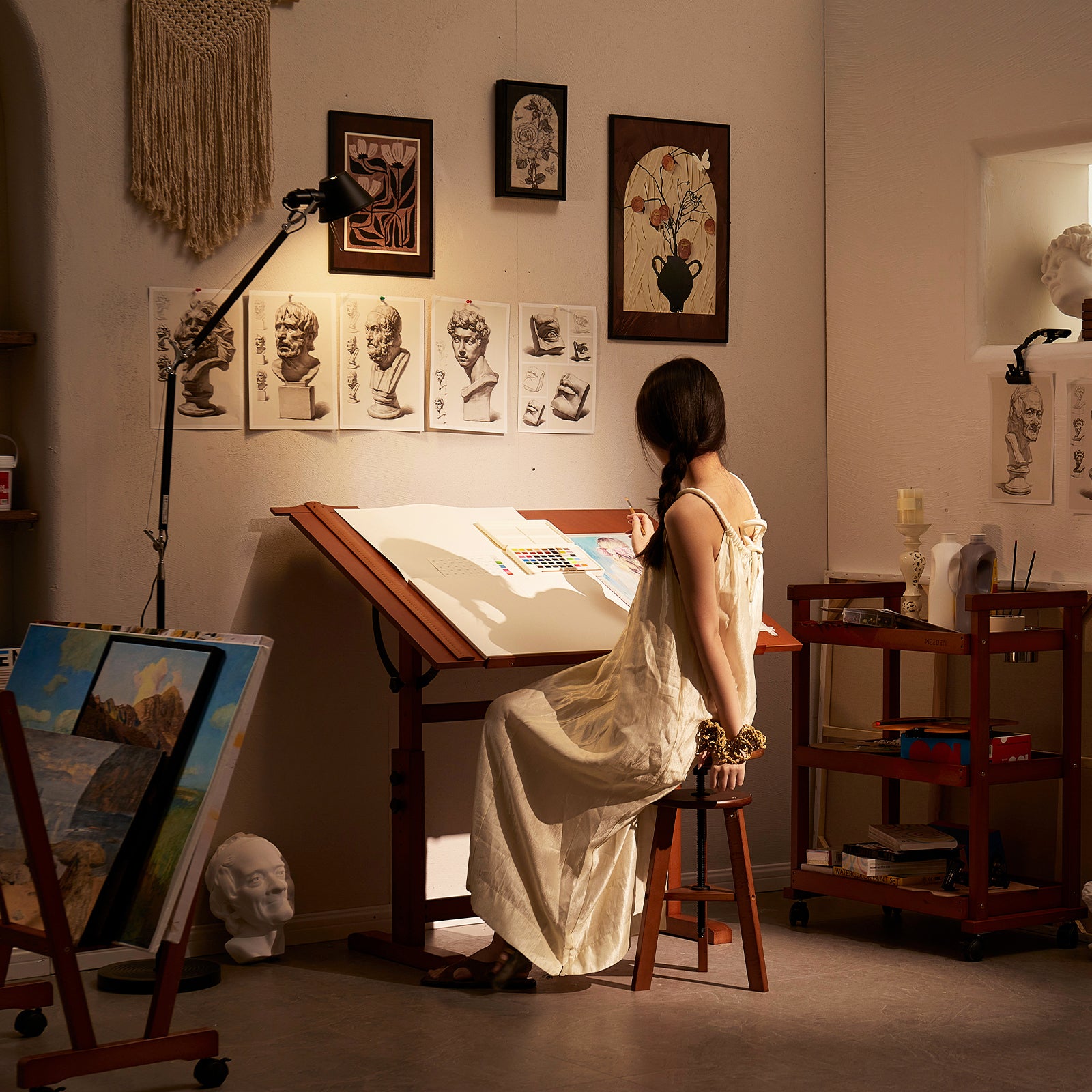 MEEDEN Extra Large Wooden Drafting Table, Light Walnut-XSZ-6008