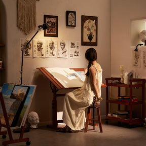 MEEDEN Extra Large Wooden Drafting Table, Light Walnut-XSZ-6008