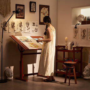 MEEDEN Extra Large Wooden Drafting Table, Light Walnut-XSZ-6008