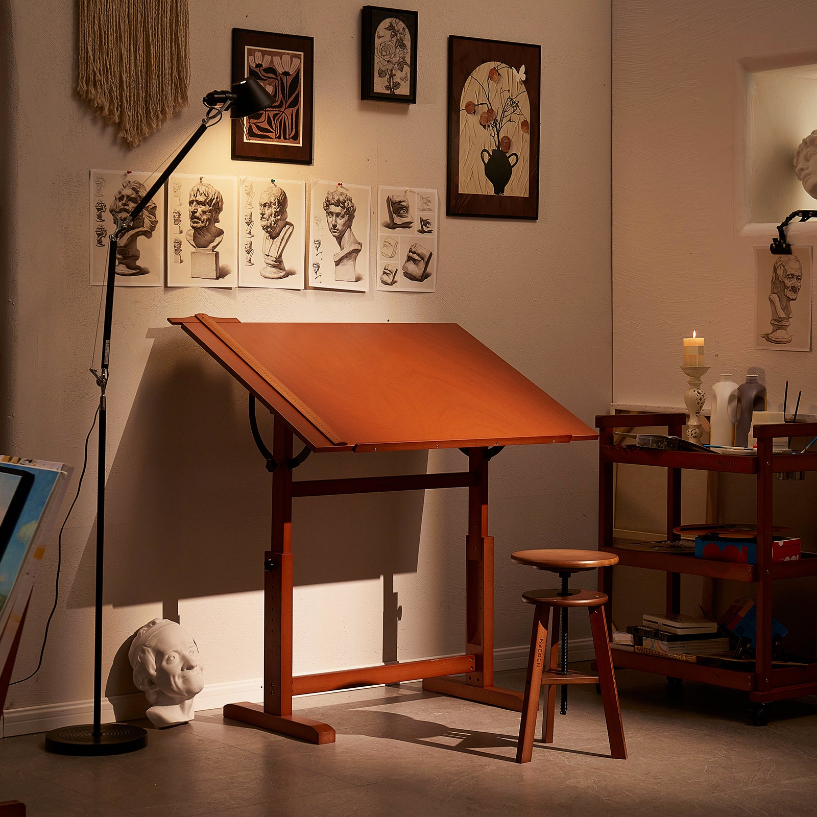 MEEDEN Extra Large Wooden Drafting Table, Light Walnut-XSZ-6008