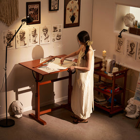 MEEDEN Extra Large Wooden Drafting Table, Light Walnut-XSZ-6008