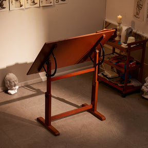 MEEDEN Extra Large Wooden Drafting Table, Light Walnut-XSZ-6008