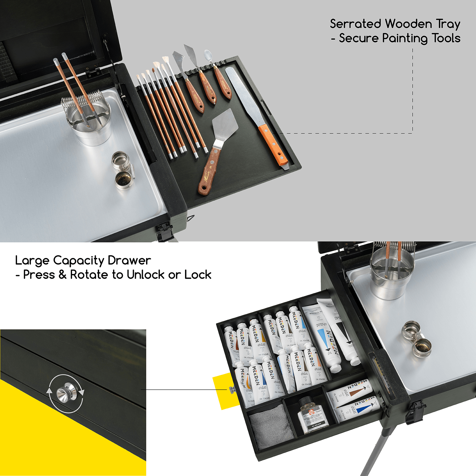 MEEDEN PRO Portable Boxwood French Easel Box