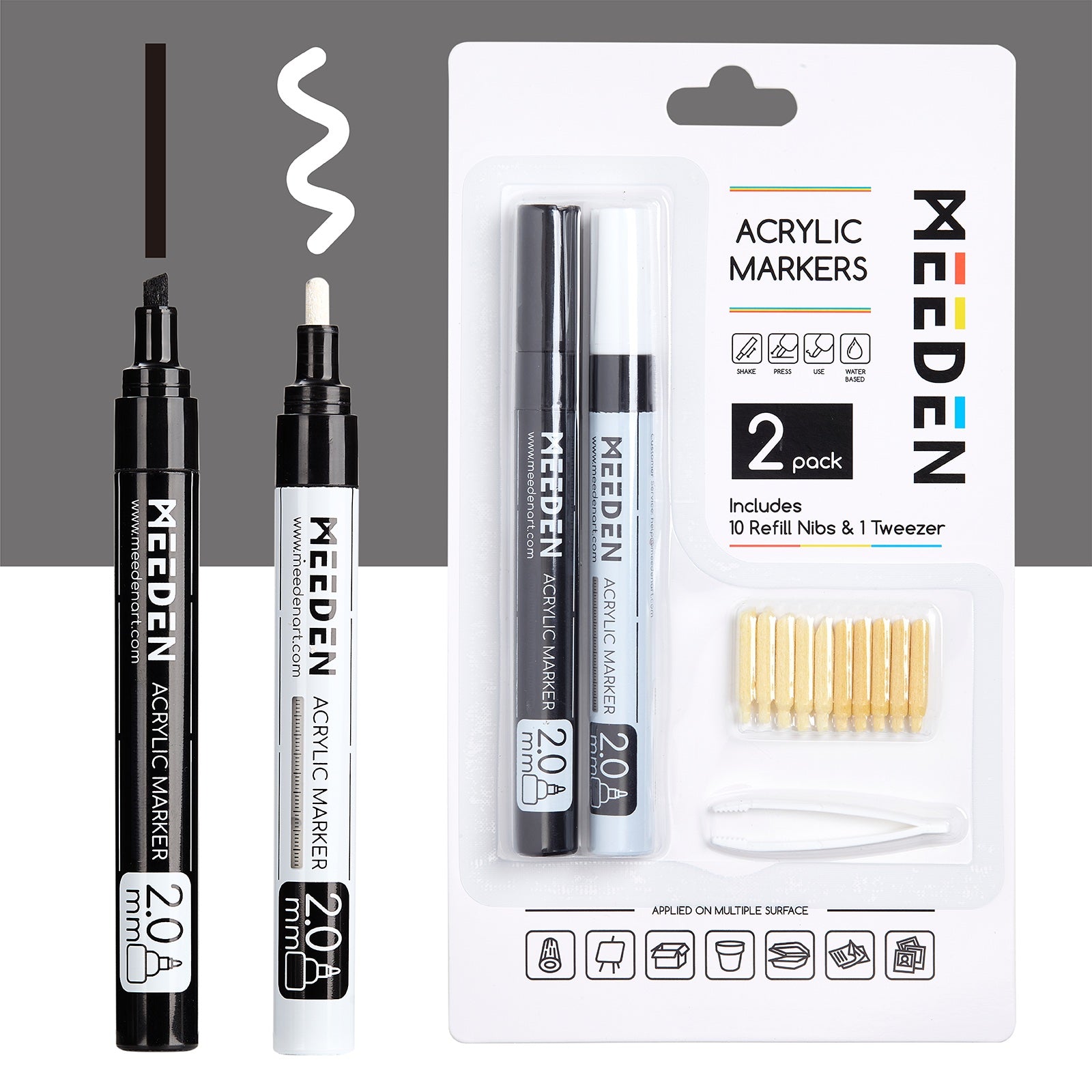 MEEDEN Acrylic Paint Markers, Black & White Colors