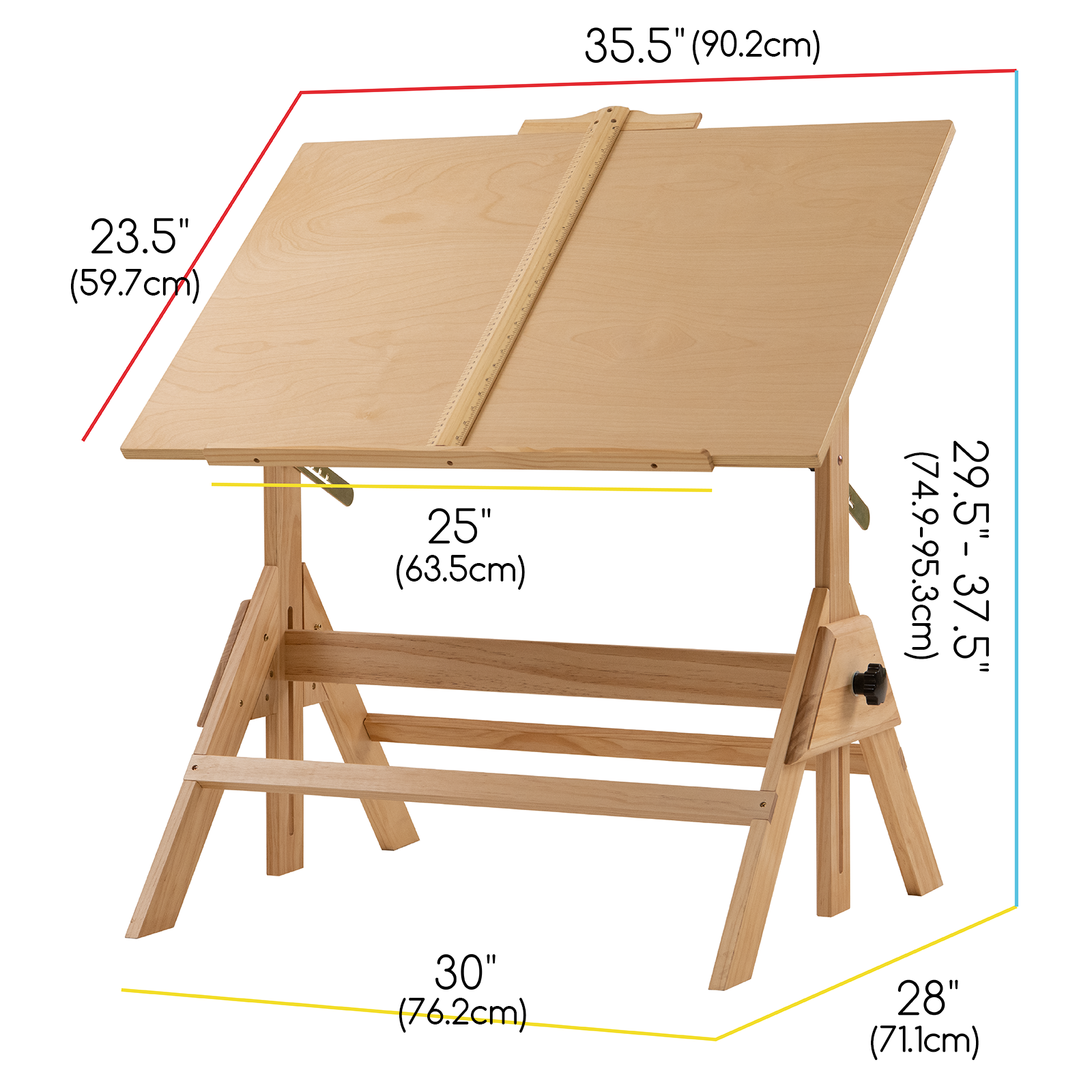 MEEDEN Adjustable Wooden Drafting Table, Natural-XSZ-2