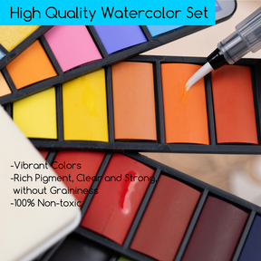 MEEDEN Travel Watercolor Paint Set, 42 Assorted Colors with 4 Brushes
