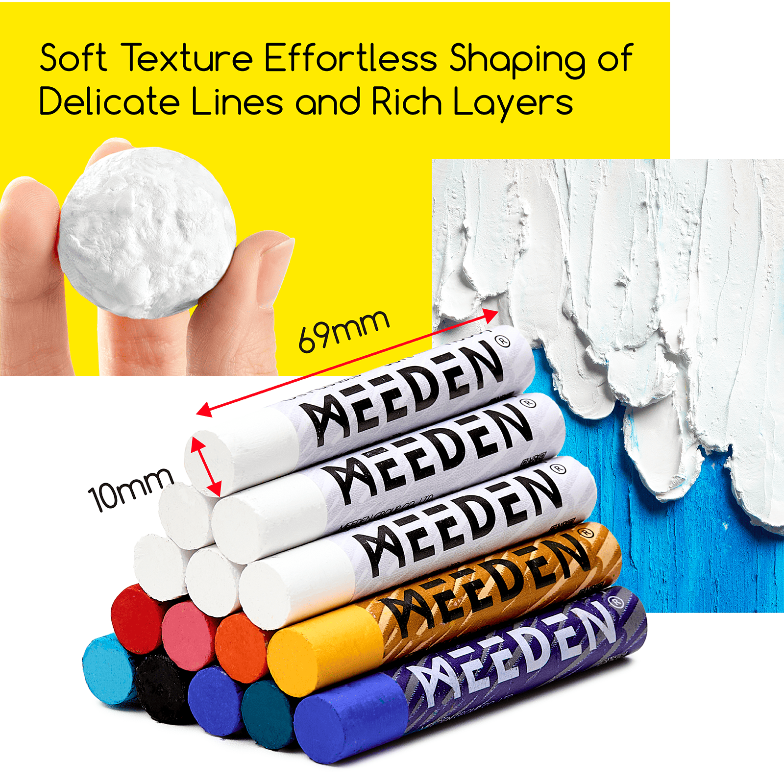 MEEDEN Soft White Oil Pastels: 6 Pcs