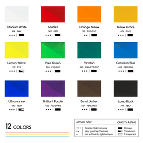 MEEDEN Gouache Paint Set, 12 Tubes, 12 ml / 0.4oz