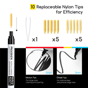 MEEDEN Acrylic Paint Markers, Black & White Colors