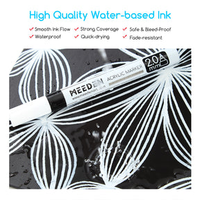 MEEDEN Acrylic Paint Markers, Black & White Colors