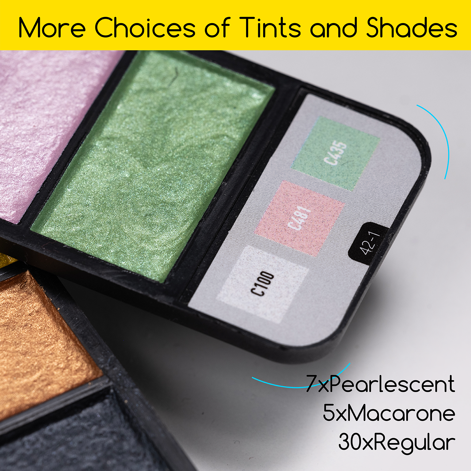 MEEDEN Travel Watercolor Paint Set, 42 Assorted Colors with 4 Brushes