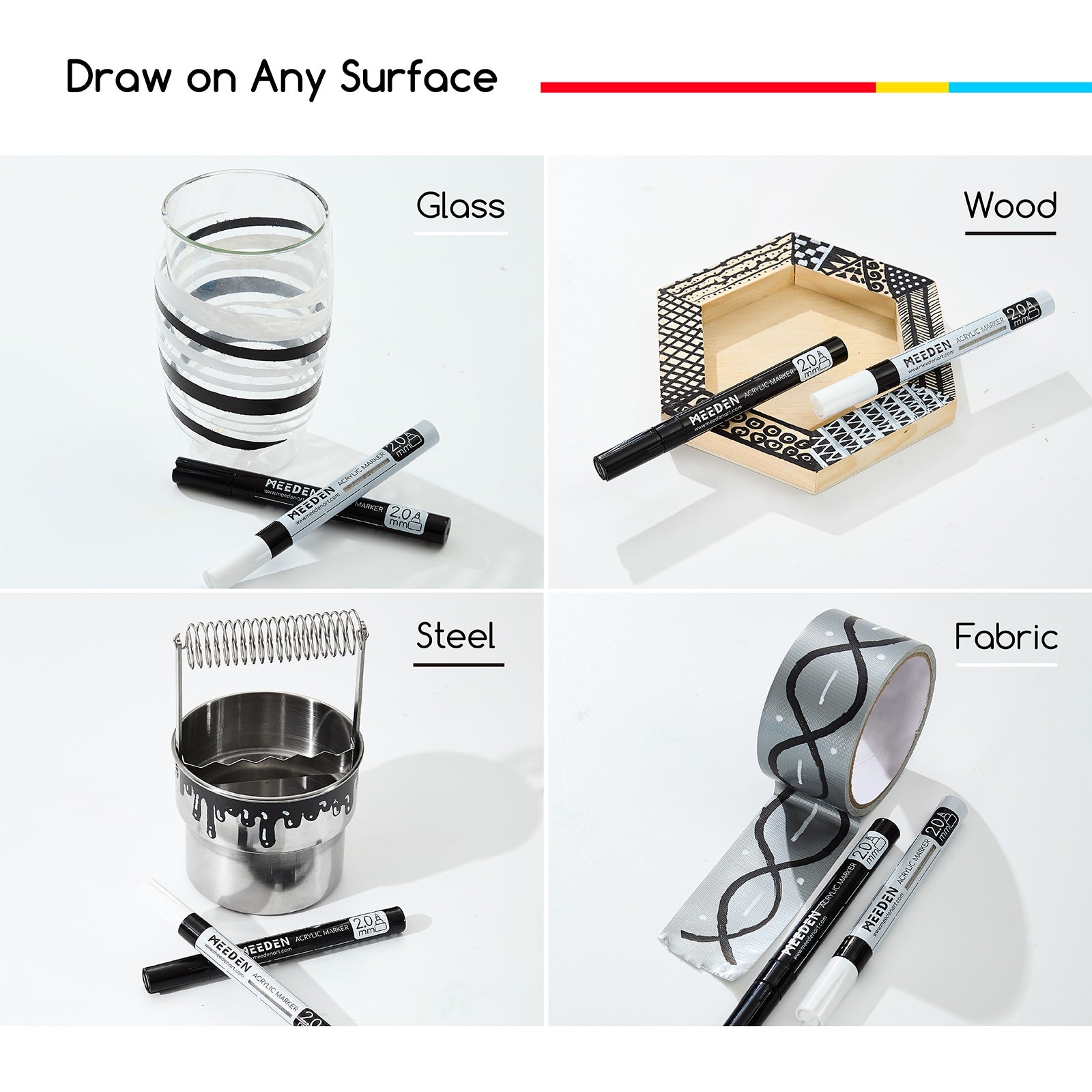 MEEDEN Acrylic Paint Markers, Black & White Colors