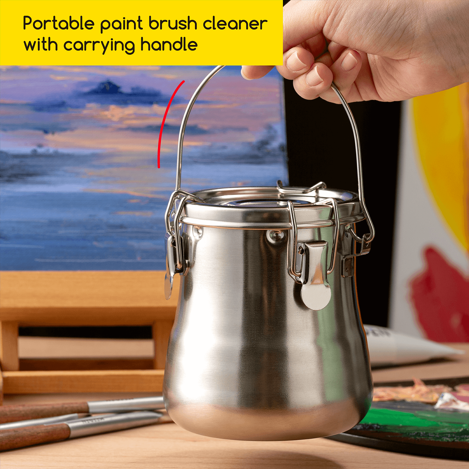 MEEDEN Portable Paint Brush Washer: Airtight Stainless Steel - Large