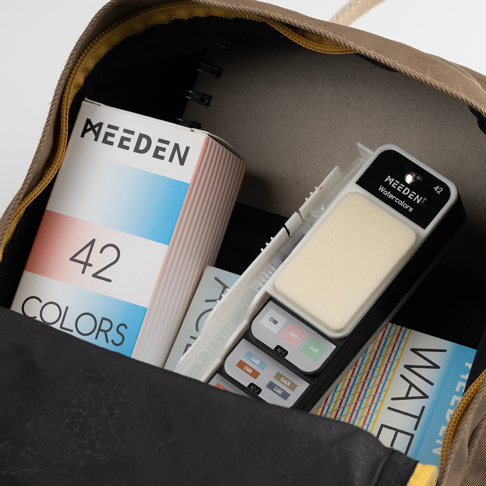 MEEDEN Travel Watercolor Paint Set, 42 Assorted Colors with 4 Brushes