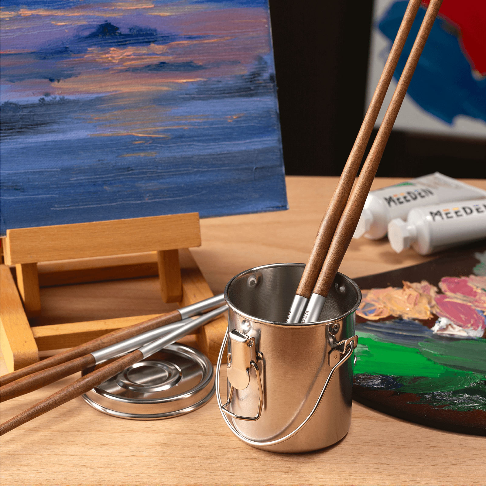 MEEDEN Portable Paint Brush Washer: Airtight Stainless Steel - Small