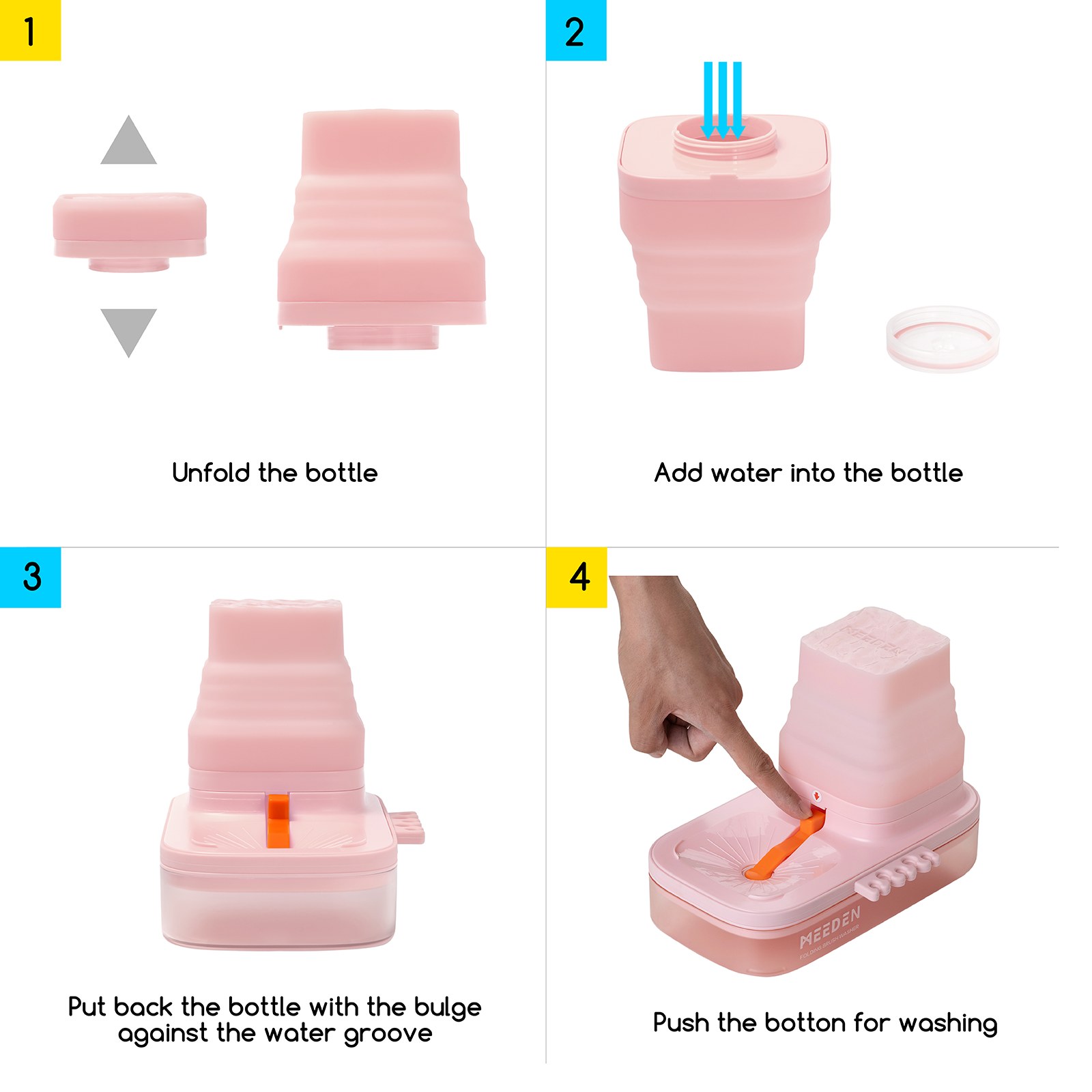 MEEDEN Foldable Paint Brush Cleaner-Pink