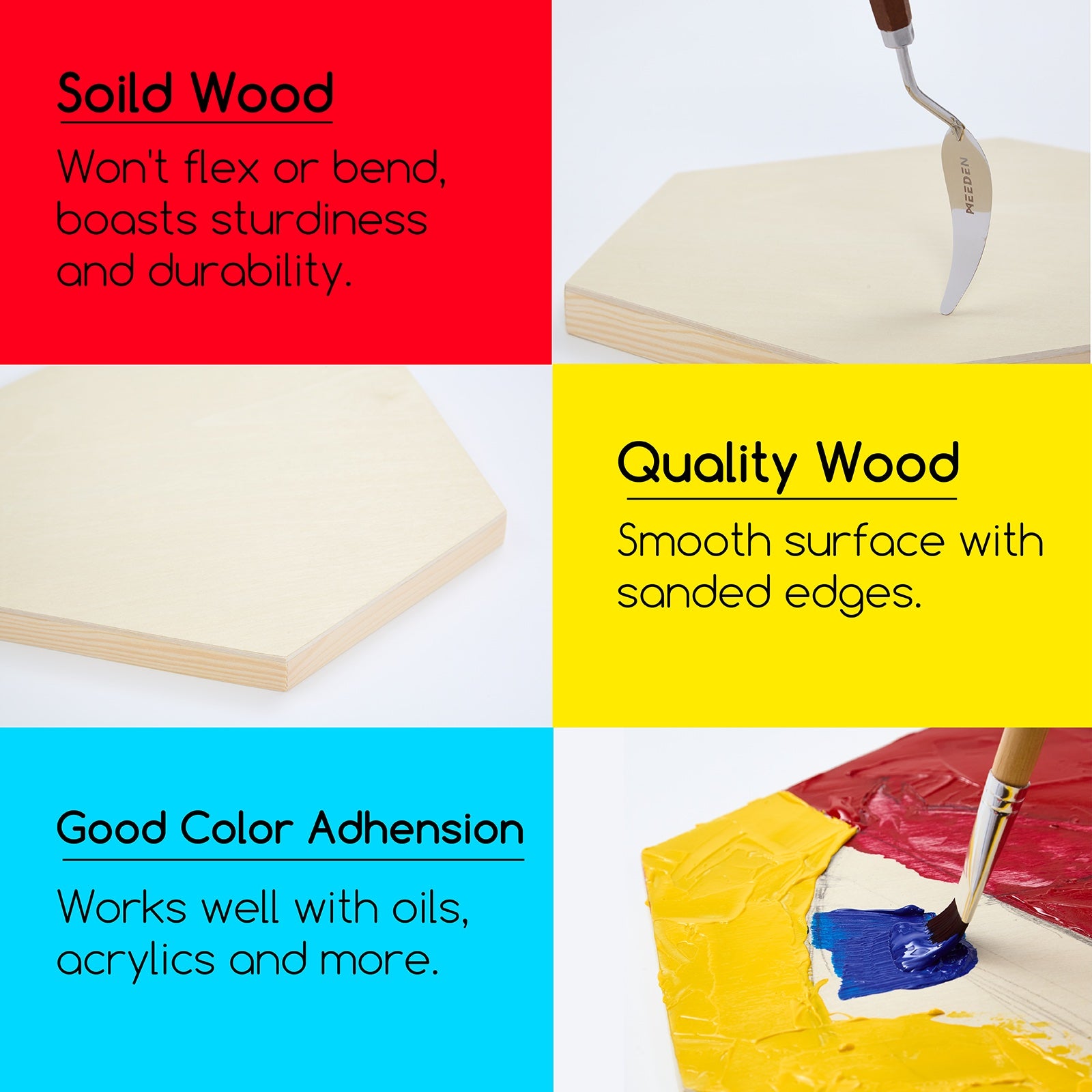 MEEDEN Hexagon Wood Canvas Panels