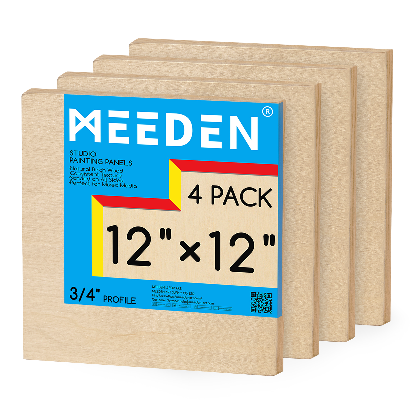 MEEDEN Artist Birch Wood Canvas Board, 3/4” Deep