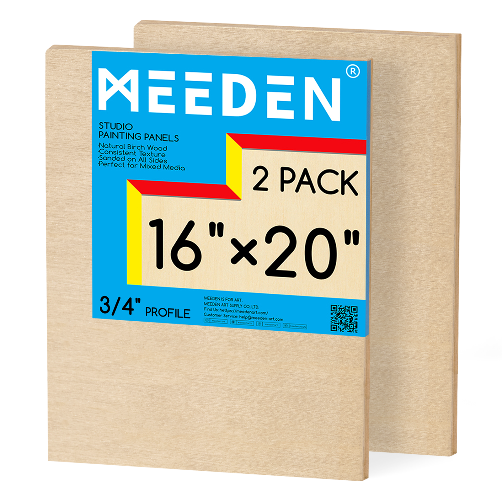 MEEDEN Artist Birch Wood Canvas Board, 3/4” Deep