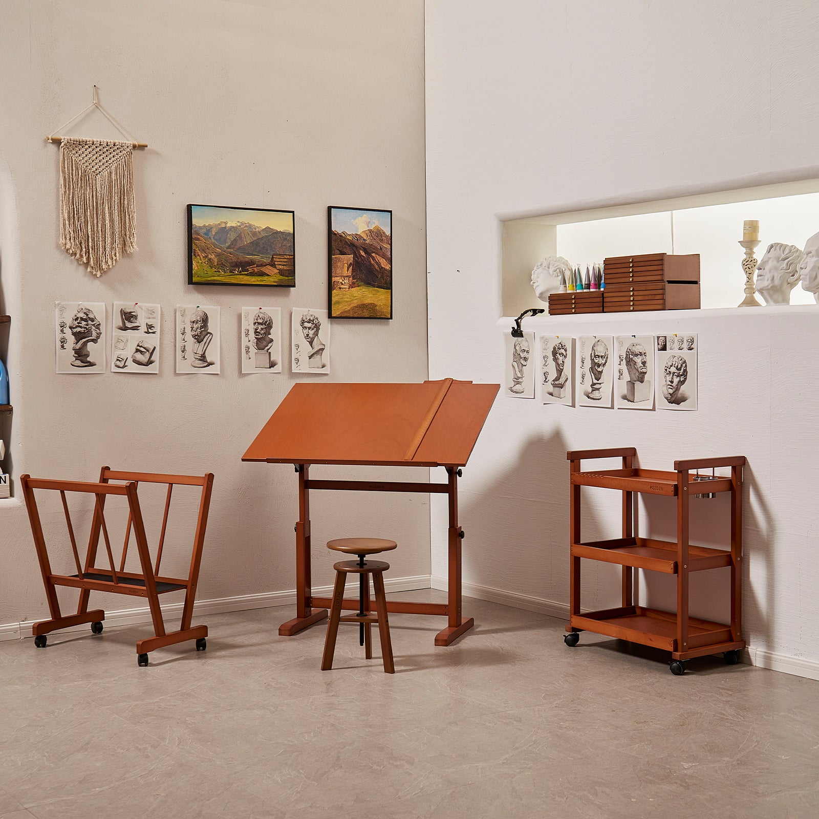 MEEDEN Extra Large Wooden Drafting Table, Light Walnut-XSZ-6008