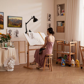 MEEDEN Adjustable Wooden Drafting Table, White-XSZ-5