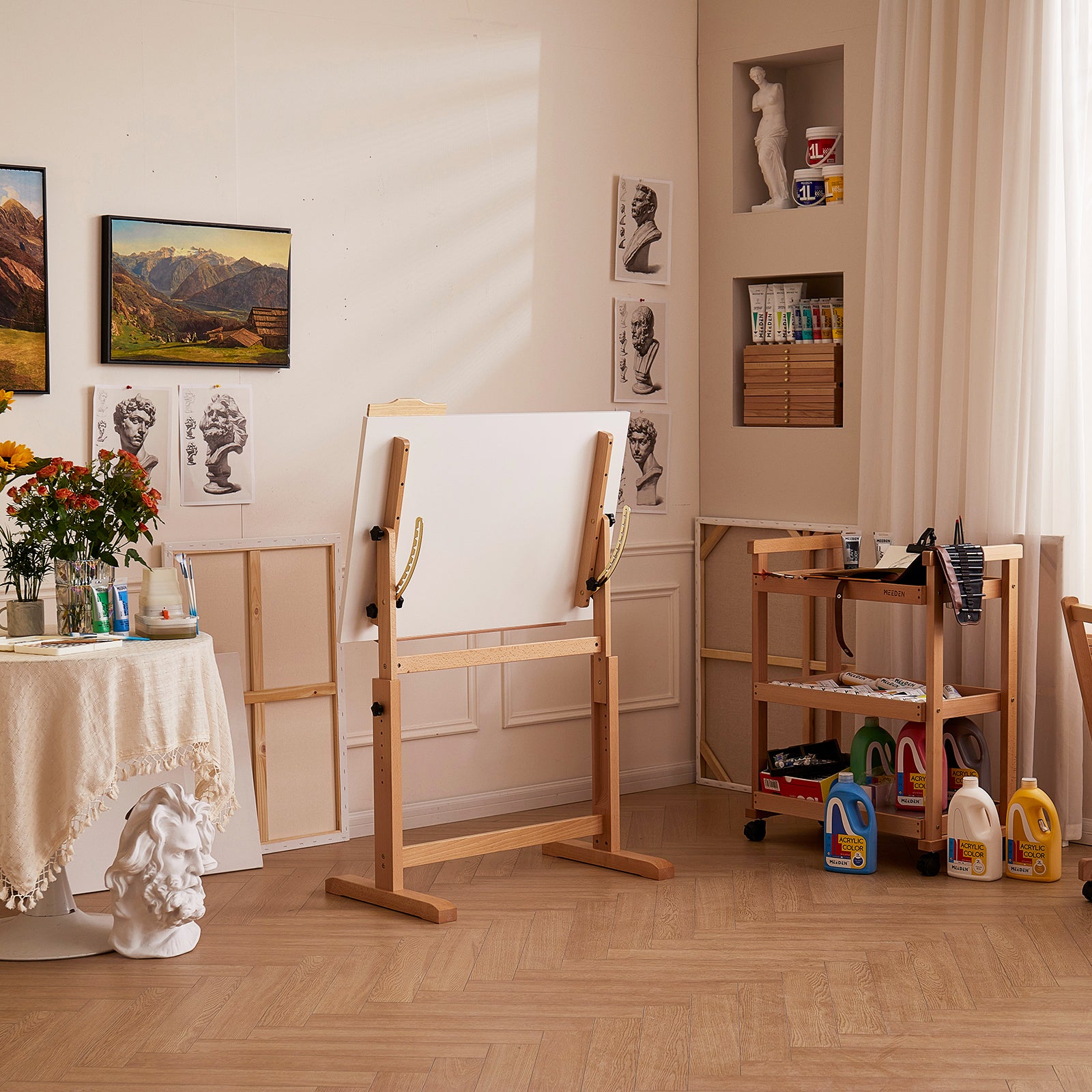 MEEDEN Adjustable Wooden Drafting Table, White-XSZ-5