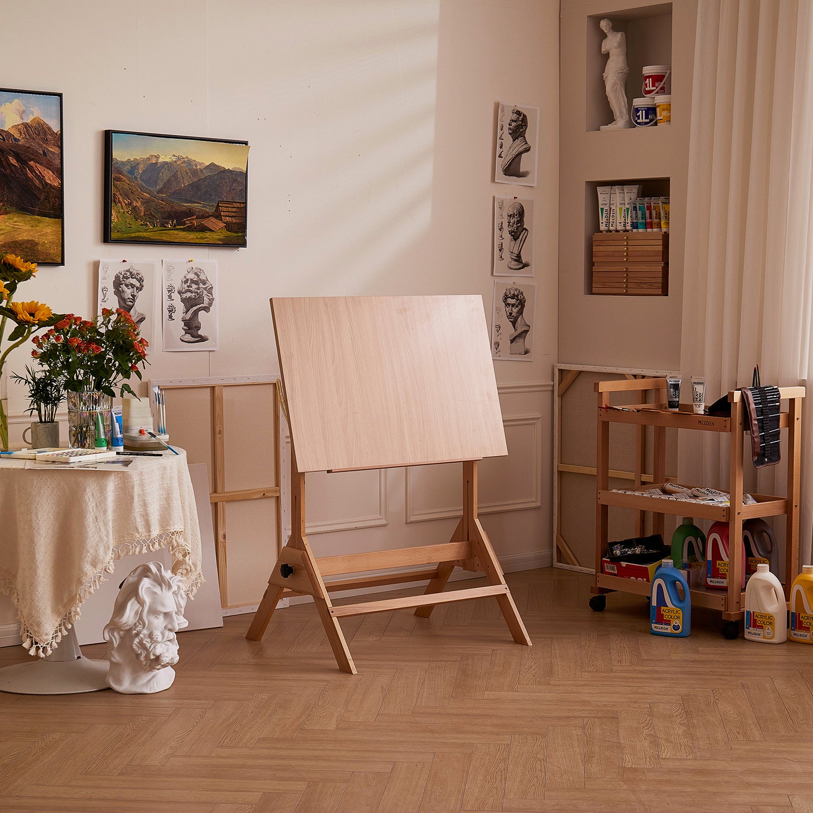 MEEDEN Adjustable Wooden Drafting Table, Natural-XSZ-2