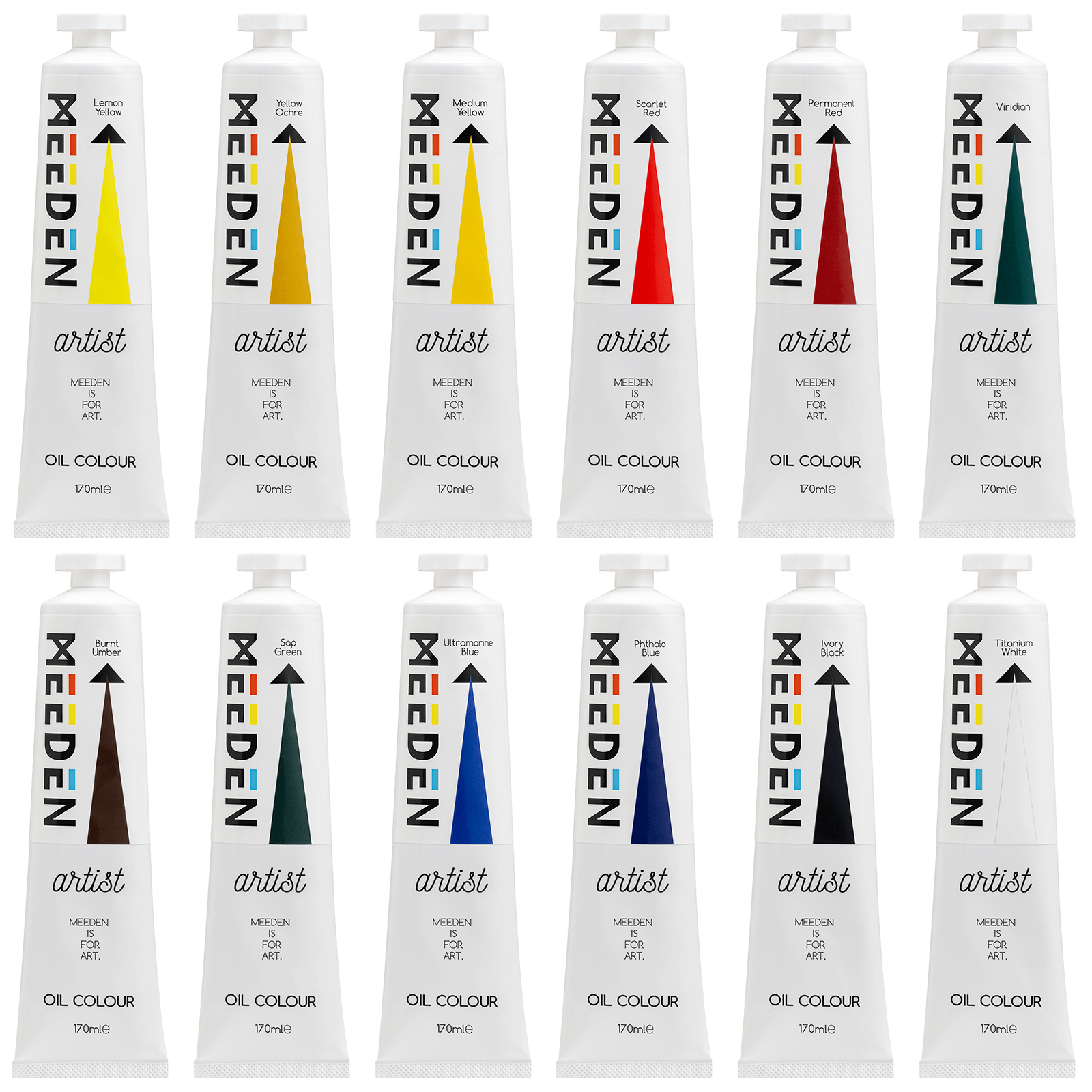 MEEDEN Artist Grade Oil Paint - 170ml/5.7oz, 12 Tubes