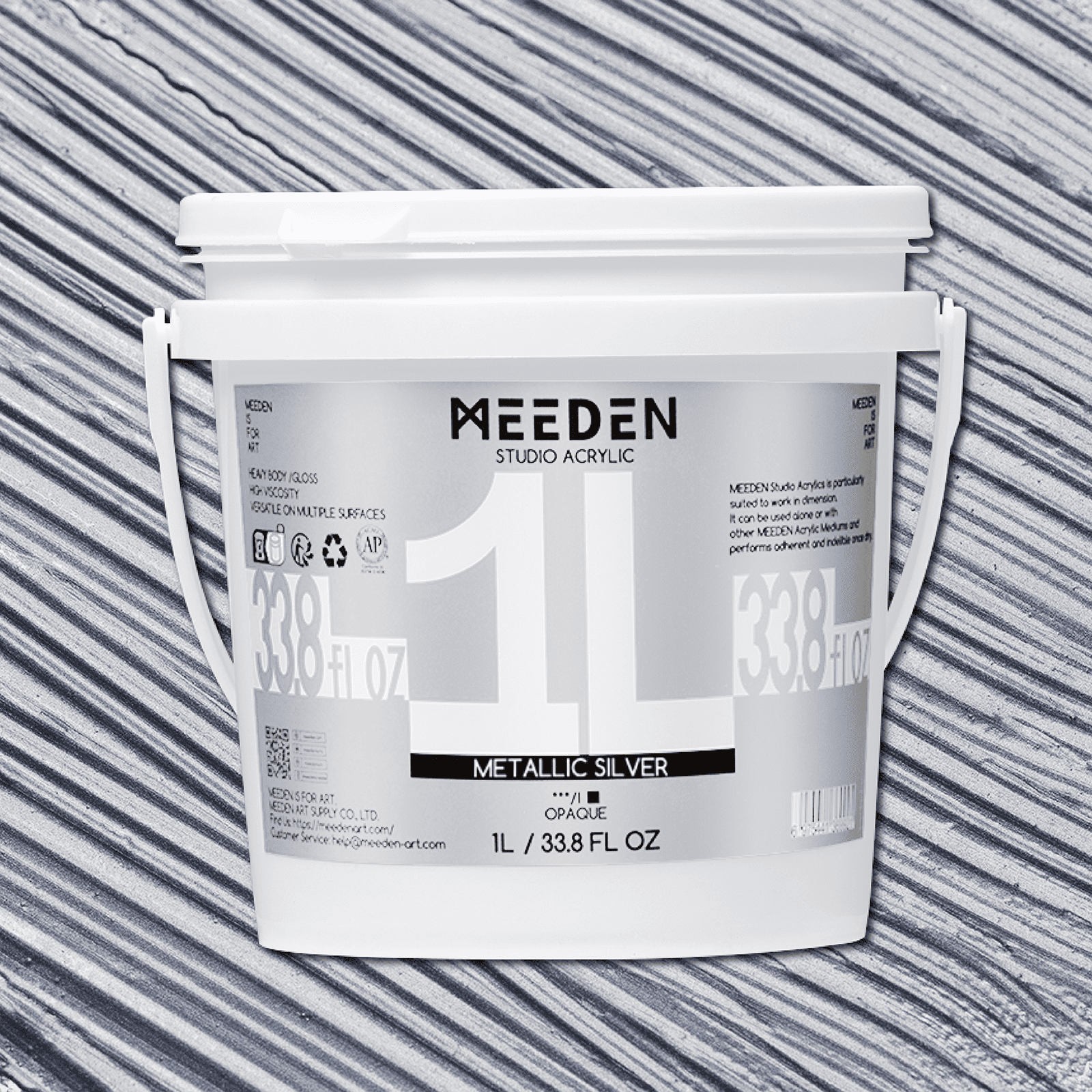 MEEDEN Studio Acrylic Paint,  Metallic Silver Acrylic Paint, 1 L / 33.8 oz