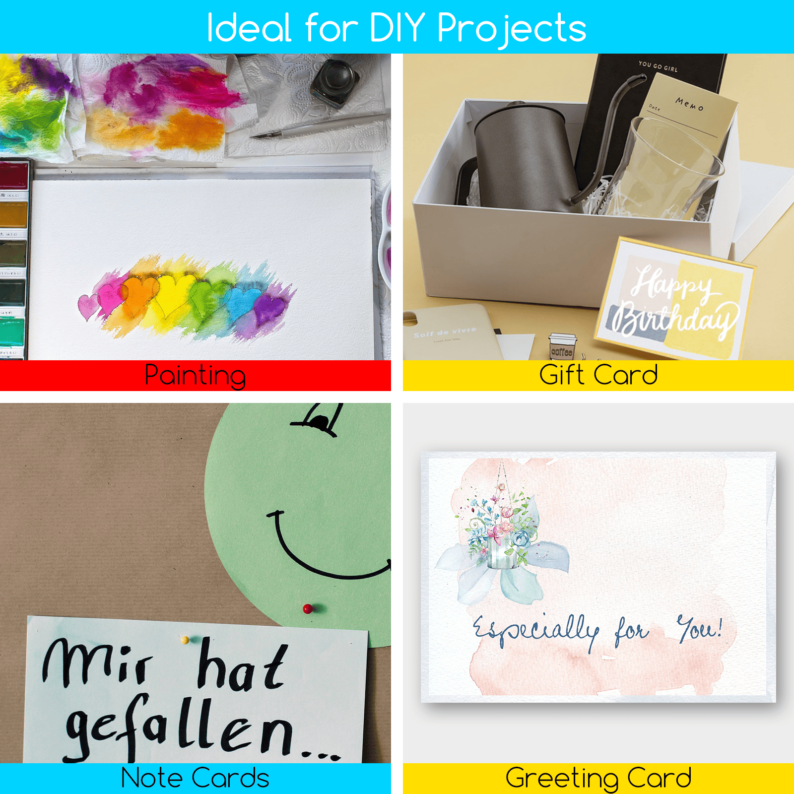 MEEDEN Cold Press Watercolor Paper Pad , 4×3", 5-Pack