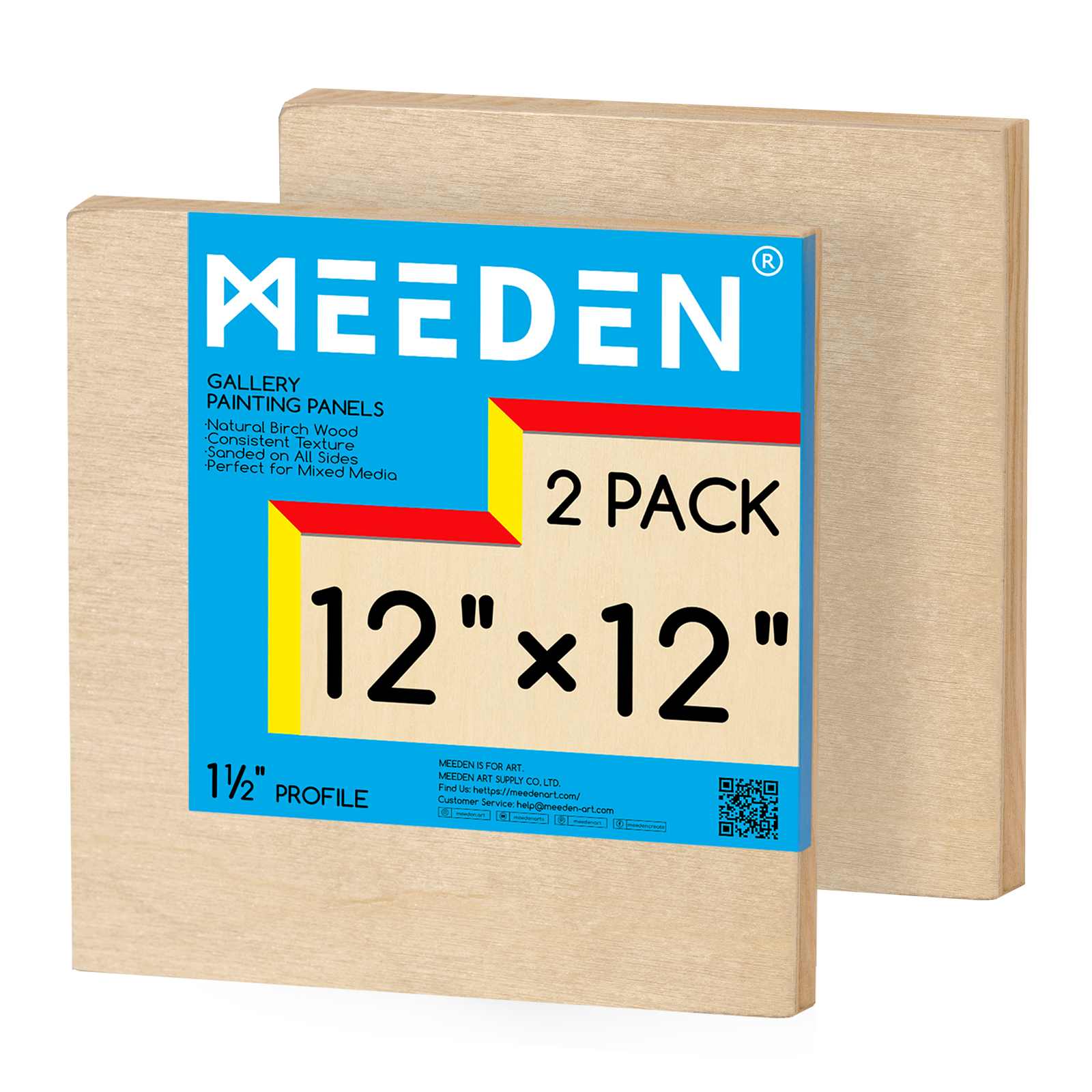 MEEDEN Artist Birch Wood Canvas Board, 1-1/2” Deep