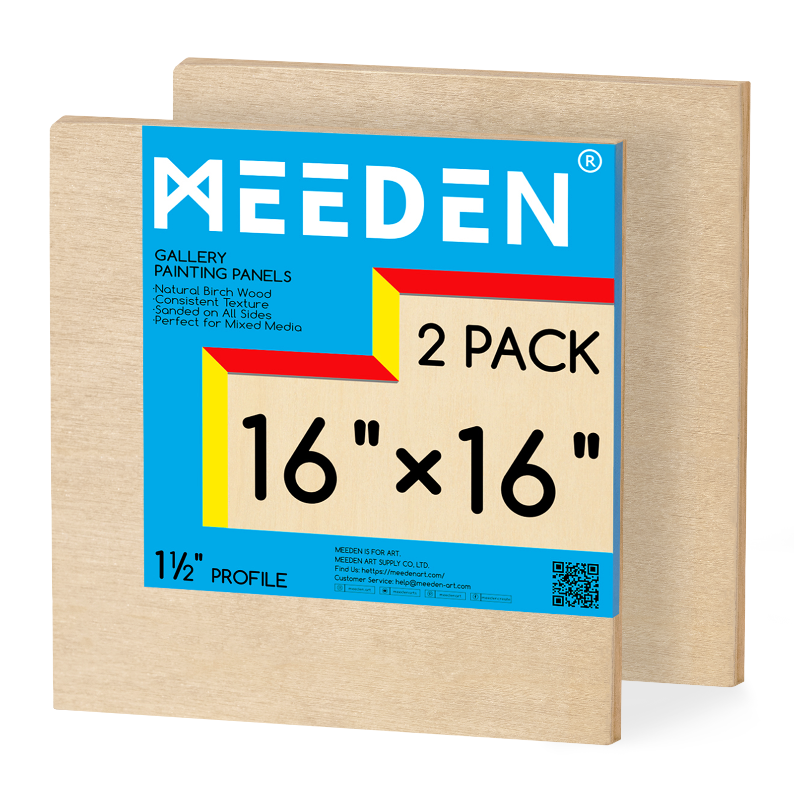 MEEDEN Artist Birch Wood Canvas Board, 1-1/2” Deep