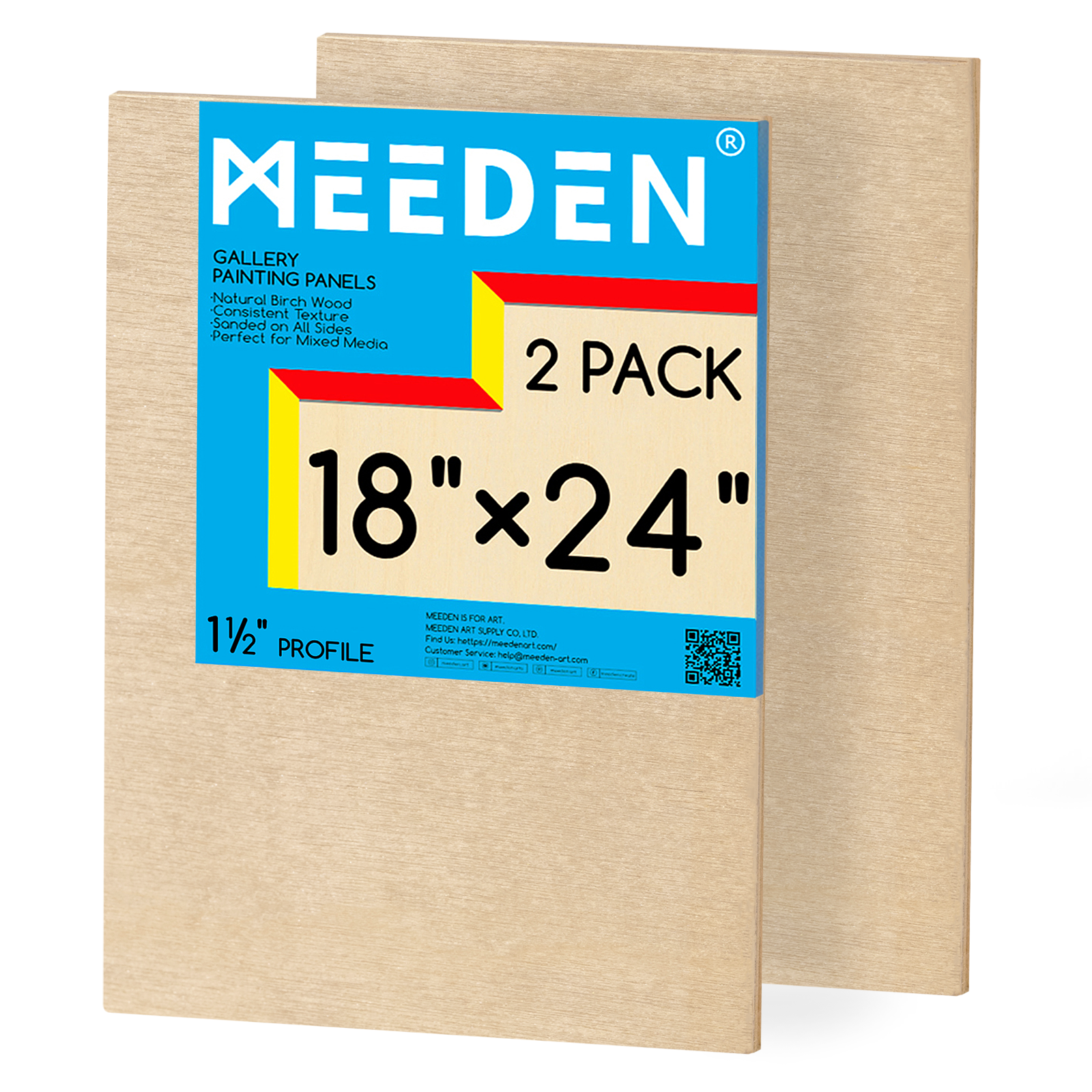MEEDEN Artist Birch Wood Canvas Board, 1-1/2” Deep