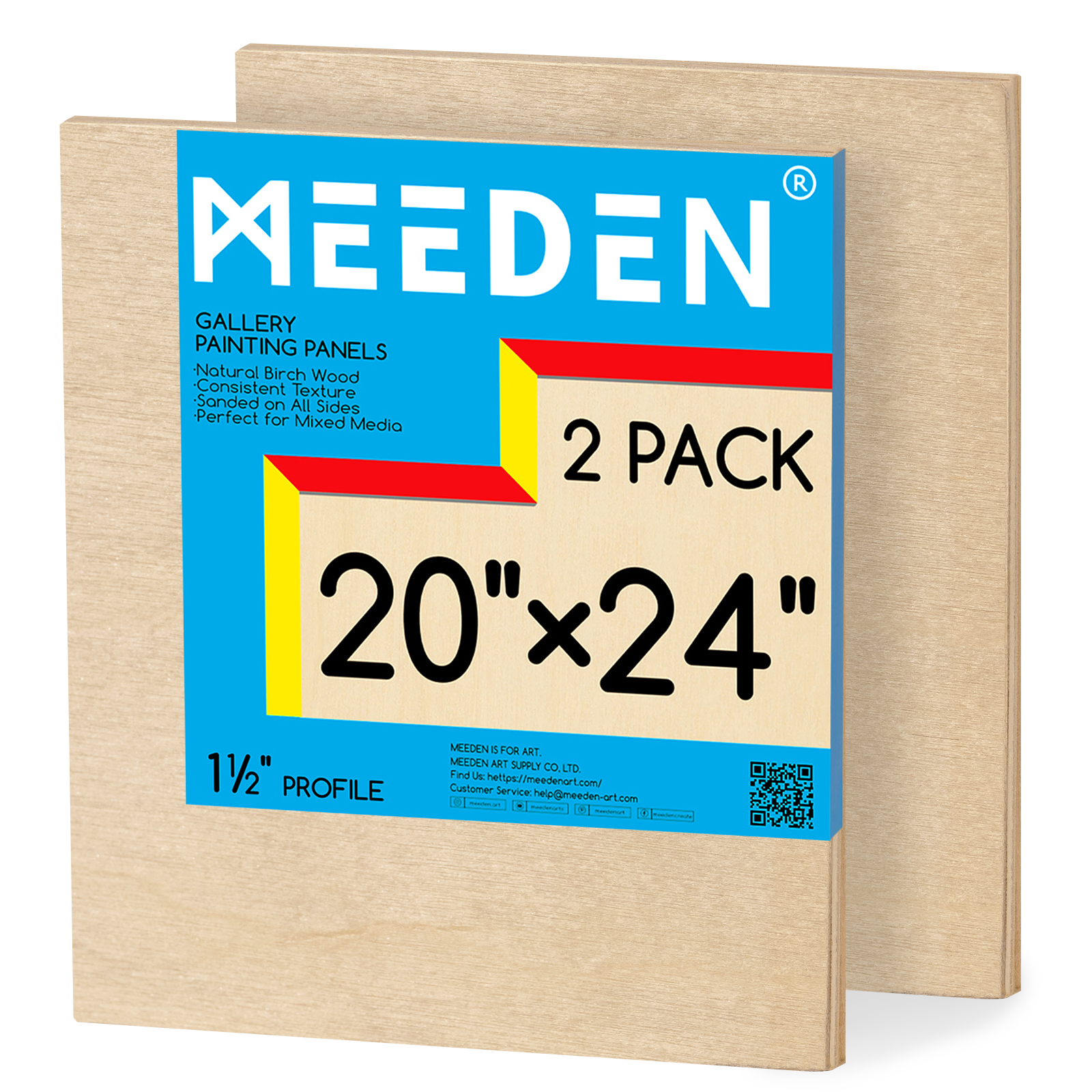 MEEDEN Artist Birch Wood Canvas Board, 1-1/2” Deep