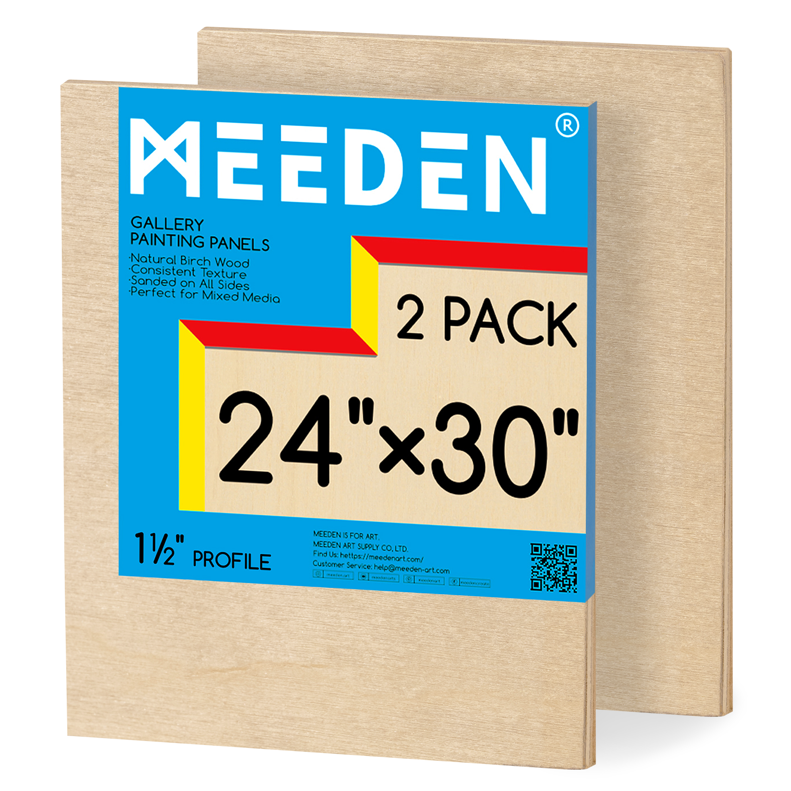 MEEDEN Artist Birch Wood Canvas Board, 1-1/2” Deep