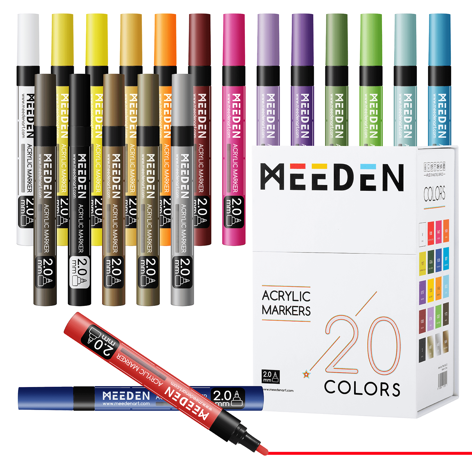 MEEDEN Acrylic Paint Markers Set - 20 Colors