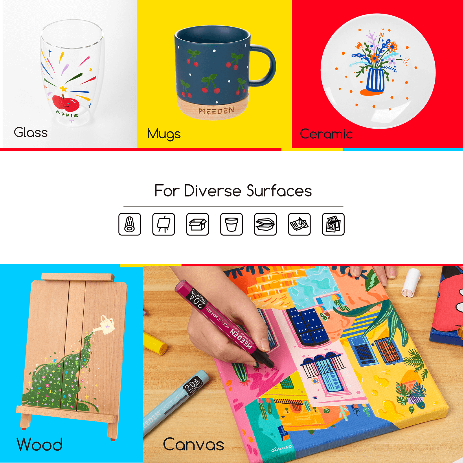 MEEDEN Acrylic Paint Markers Set - 20 Colors