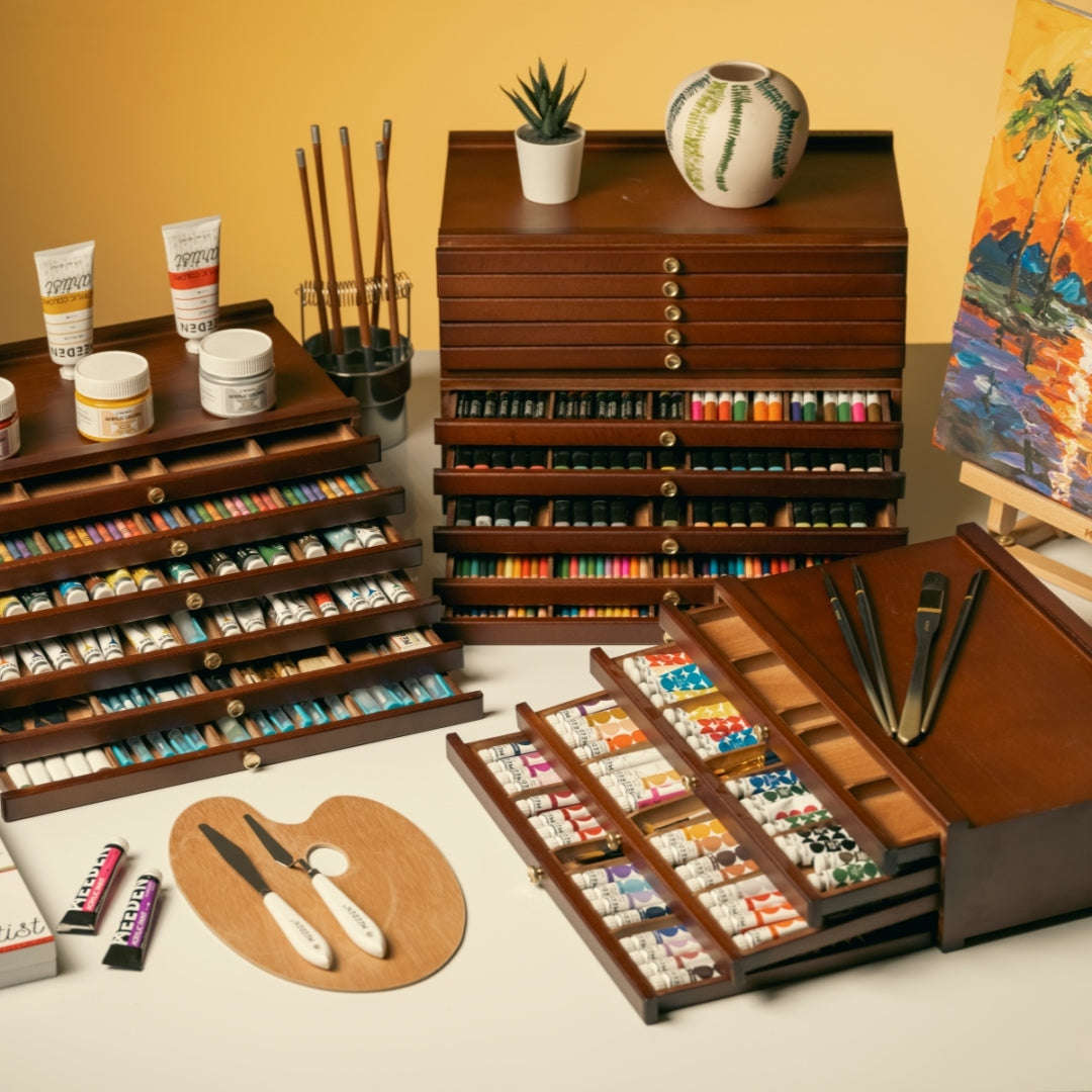 MEEDEN 6-Drawer Artist Supply Storage Box, Walnut