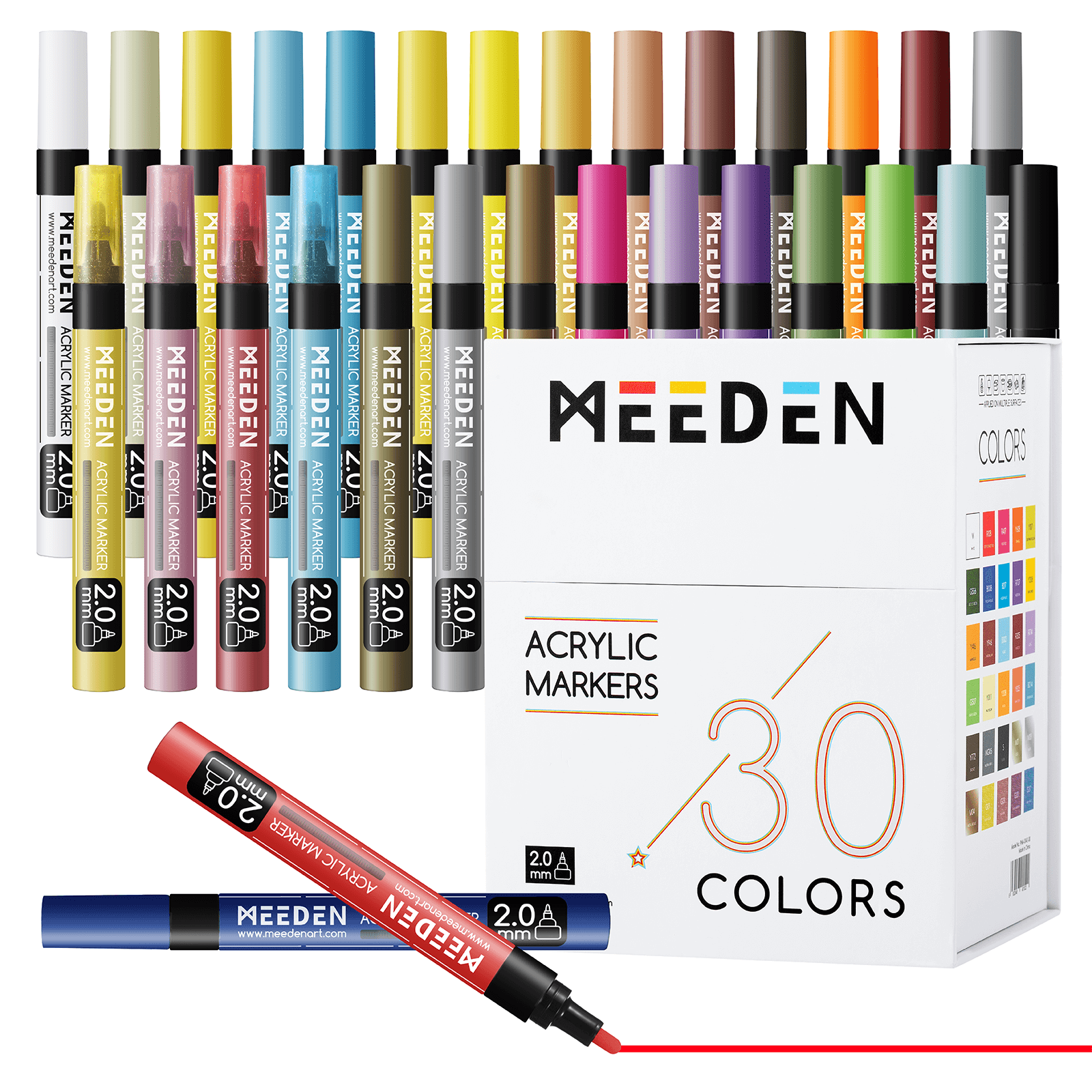 MEEDEN Acrylic Paint Markers Set - 30 Colors