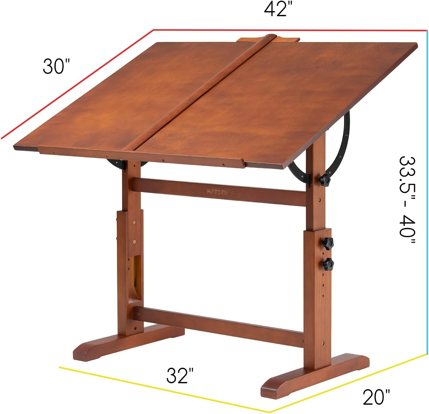 MEEDEN Extra Large Wooden Drafting Table, Light Walnut-XSZ-6008