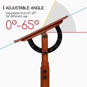 MEEDEN Vintage Adjustable Wooden Drafting Table & Stool Set, Dark Walnut-XSZ-4