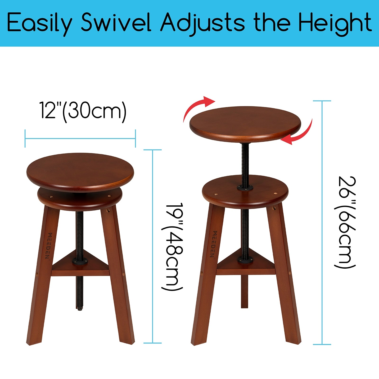 MEEDEN Vintage Adjustable Wooden Drafting Table & Stool Set, Dark Walnut-XSZ-4