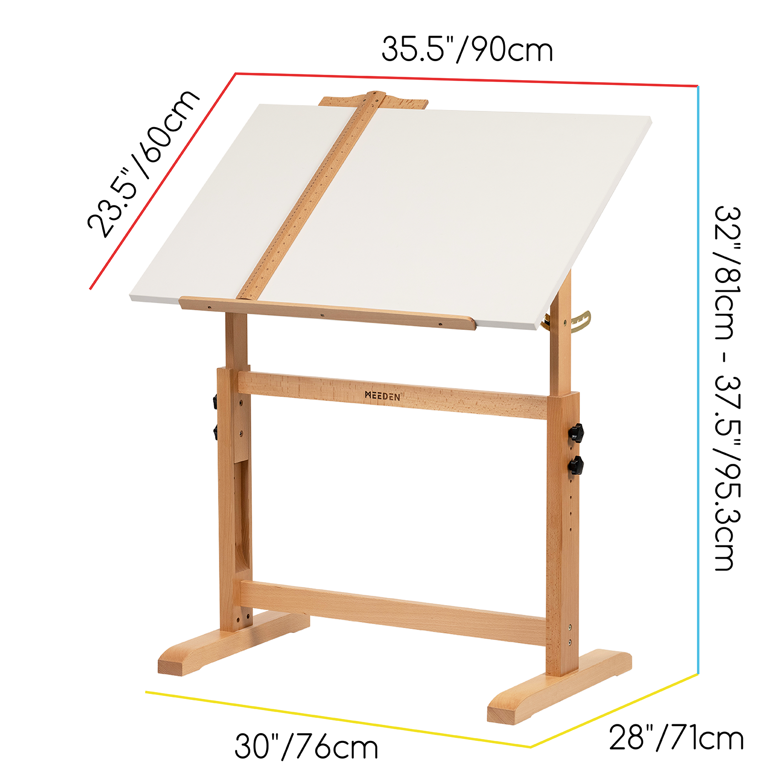 MEEDEN Adjustable Wooden Drafting Table, White-XSZ-5