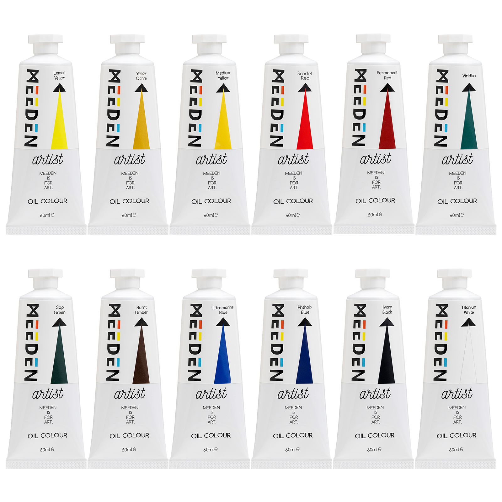 MEEDEN Artist Grade Oil Paint - 60ml/2oz, 12 Tubes