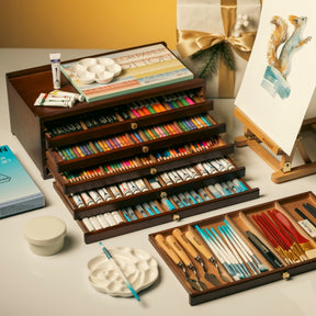 MEEDEN 6-Drawer Artist Supply Storage Box, Walnut