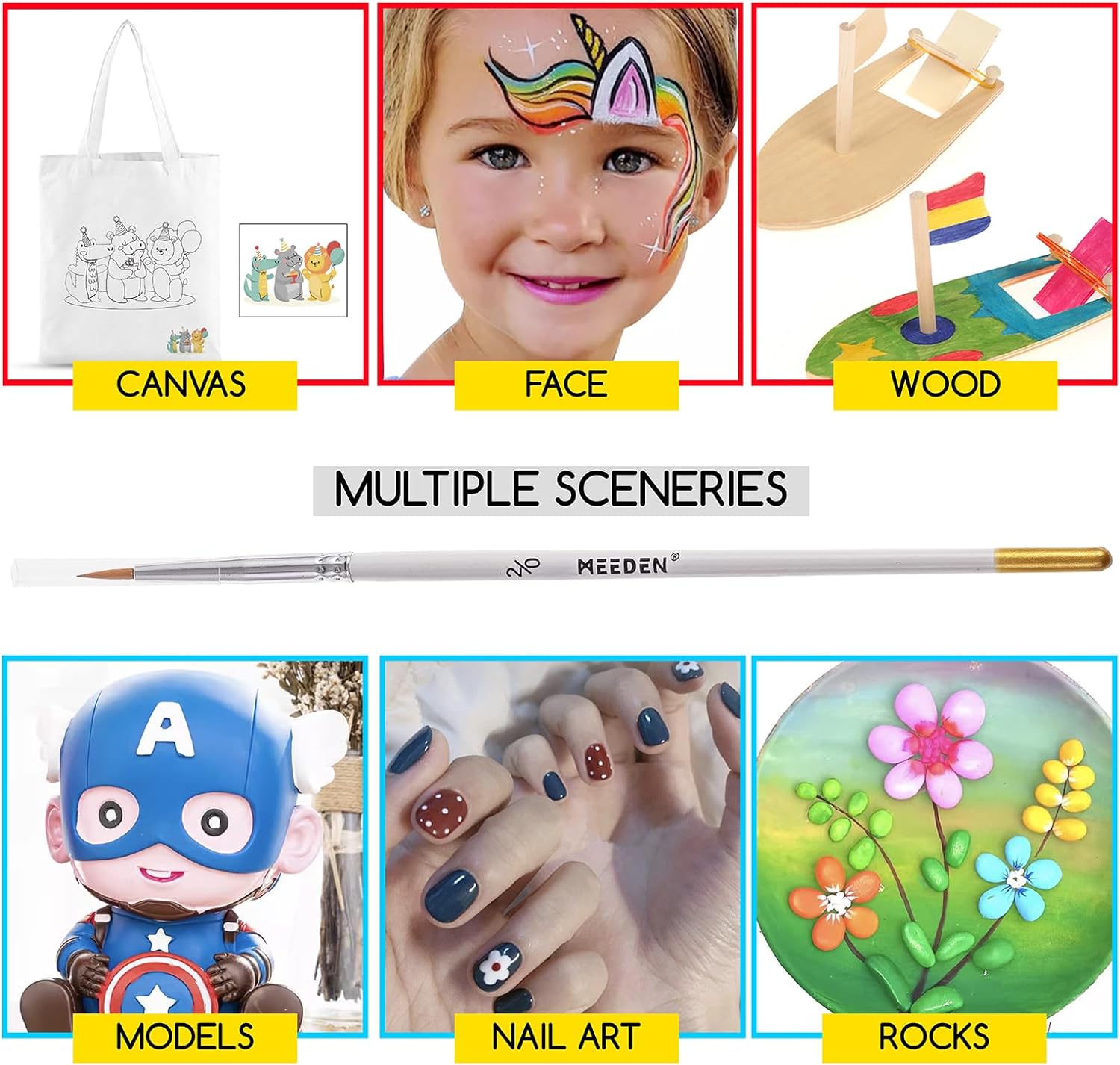 MEEDEN Detail Paint Brush Set - 6 Miniature Art Brushes