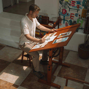 MEEDEN Extra Large Wooden Drafting Table, Light Walnut-XSZ-6008